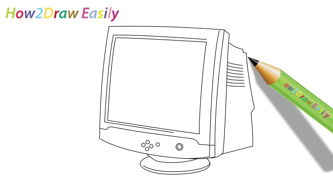 1280x720 how to draw a computer monitor step - Monitor Drawing