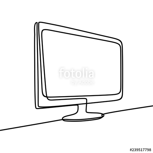 500x500 vector monitor hand drawn continuous single line drawing stock - Monitor Drawing