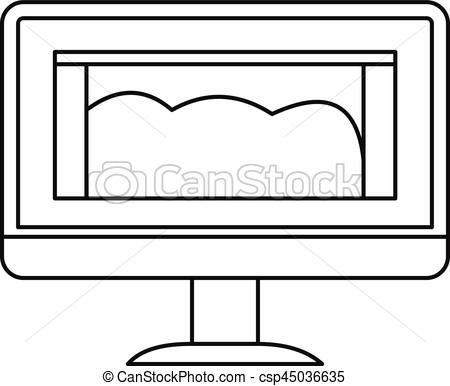 450x386 drawing monitor icon, outline style drawing monitor icon outline - Monitor Drawing