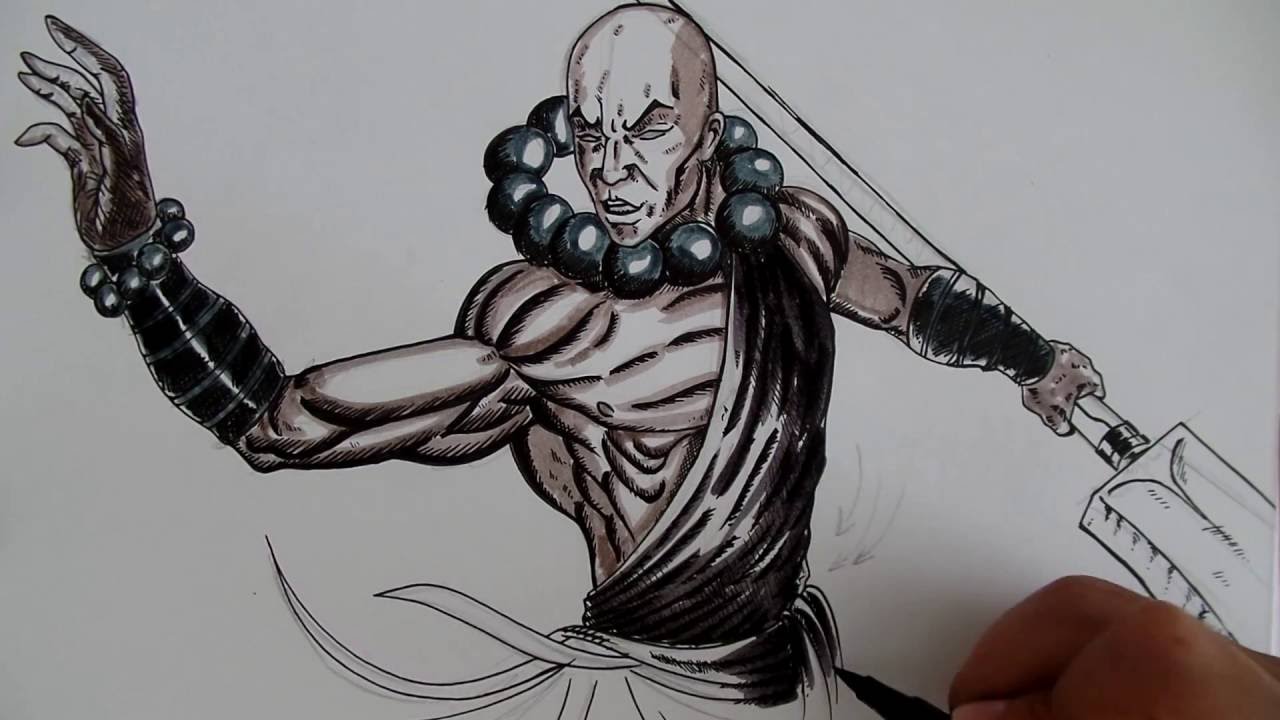 1280x720 how to draw a warrior monk step - Monk Drawing