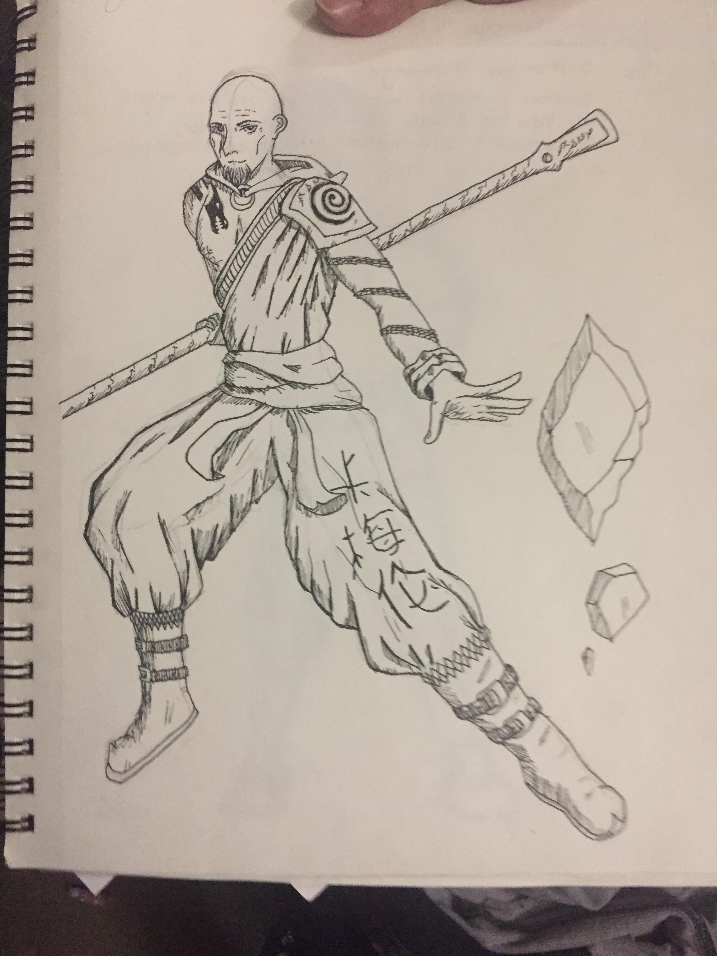 2448x3264 monk dnd character drawing! - Monk Drawing