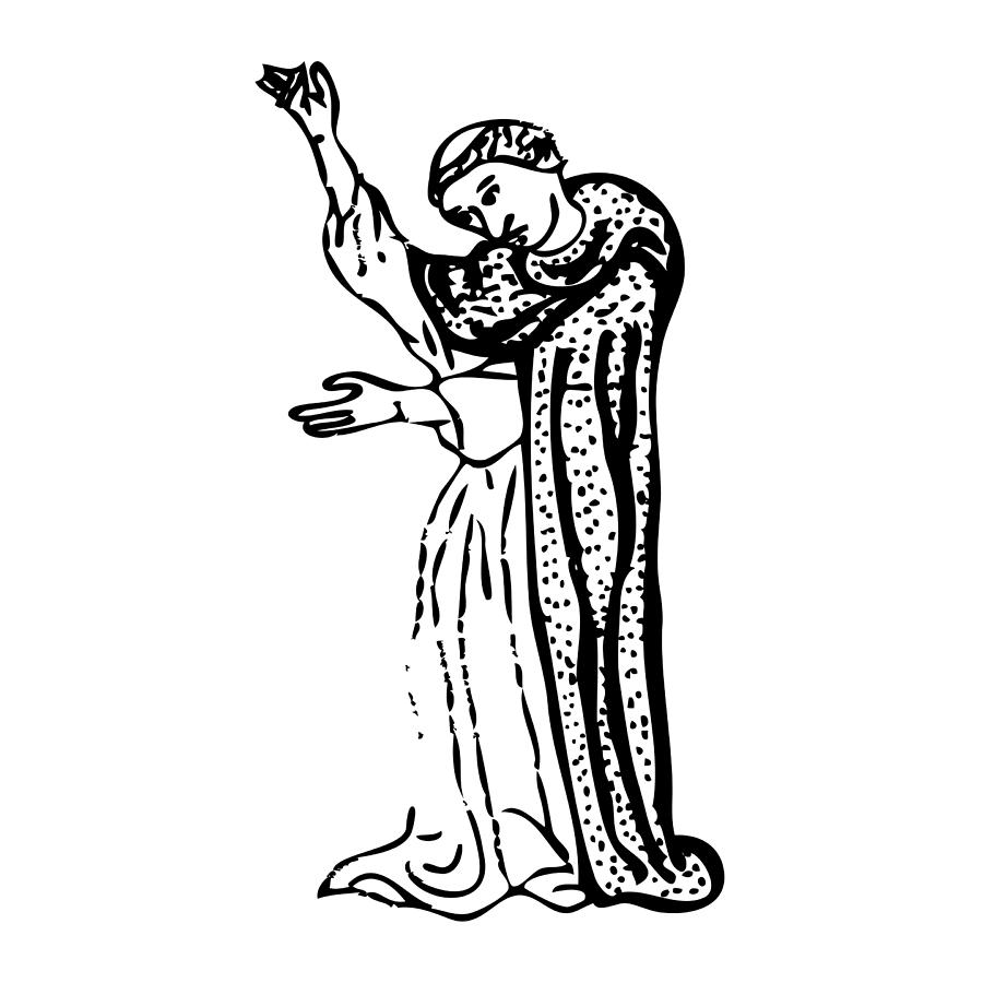 900x900 standing monk drawing - Monk Drawing