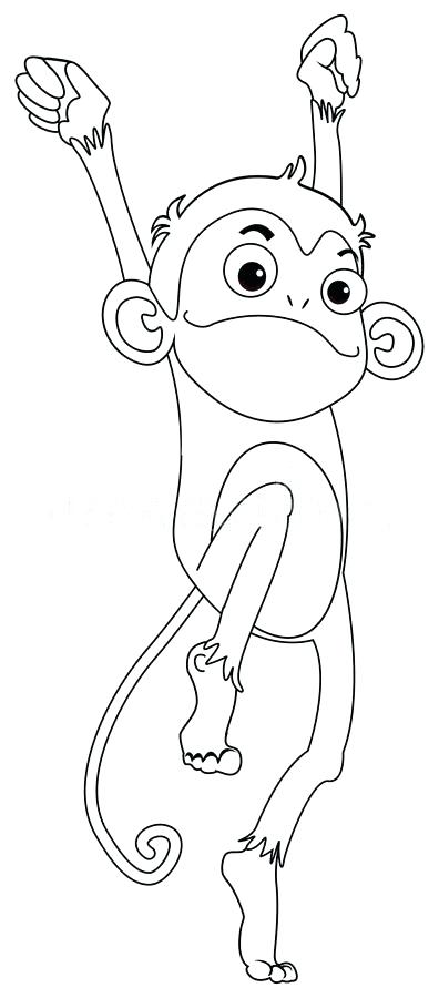 396x900 Outline Of A Monkey Outline Monkey Cute Wild Animal Character - Monkey Cartoon Drawing
