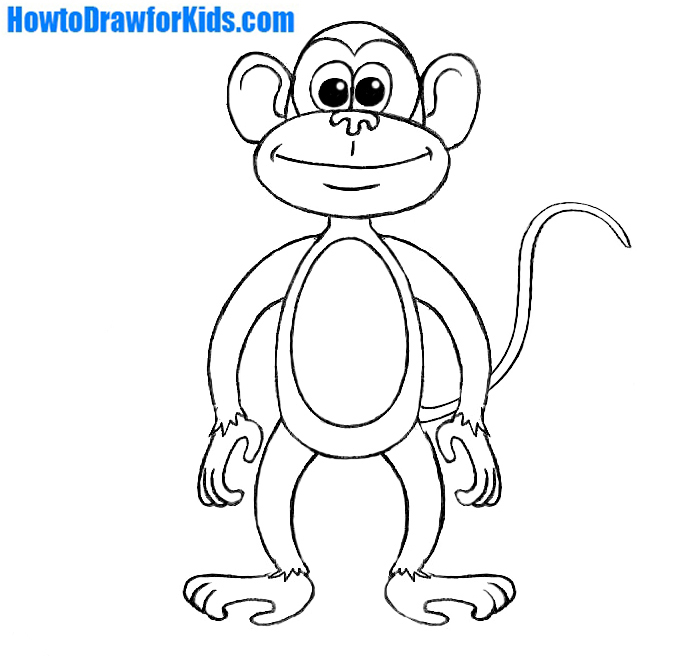 695x656 How To Draw A Monkey For Kids How To Draw For Kids - Monkey Drawing
