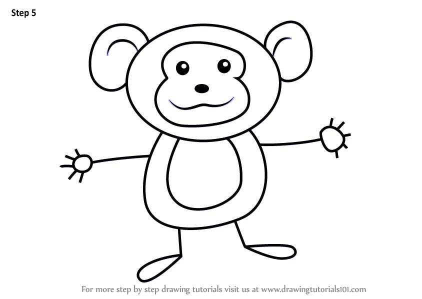 844x598 Learn How To Draw A Monkey For Kids - Monkey Drawing