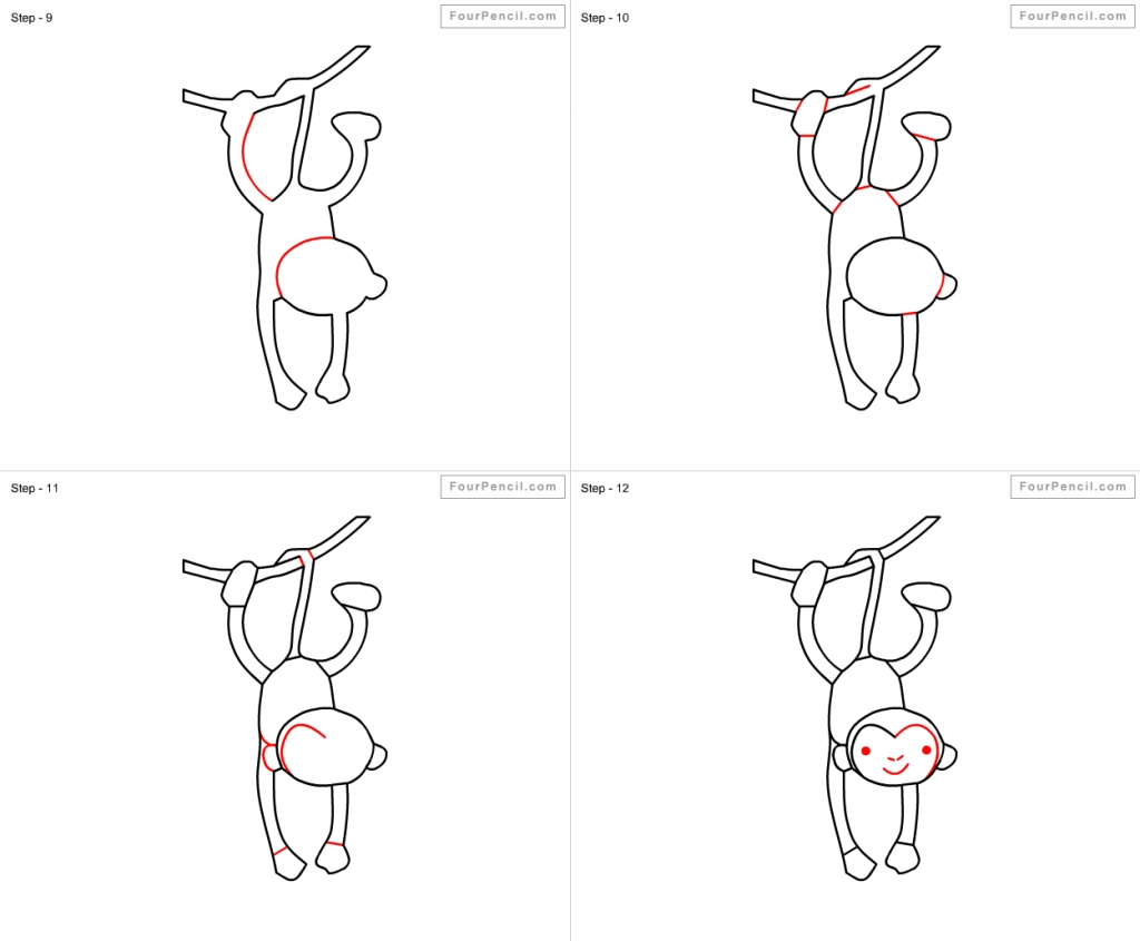 1024x845 Huge Collection Of 'monkey Drawing Step - Monkey Drawing Easy