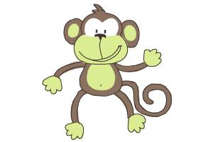 300x200 How To Draw A Monkey Step - Monkey Drawing For Kids
