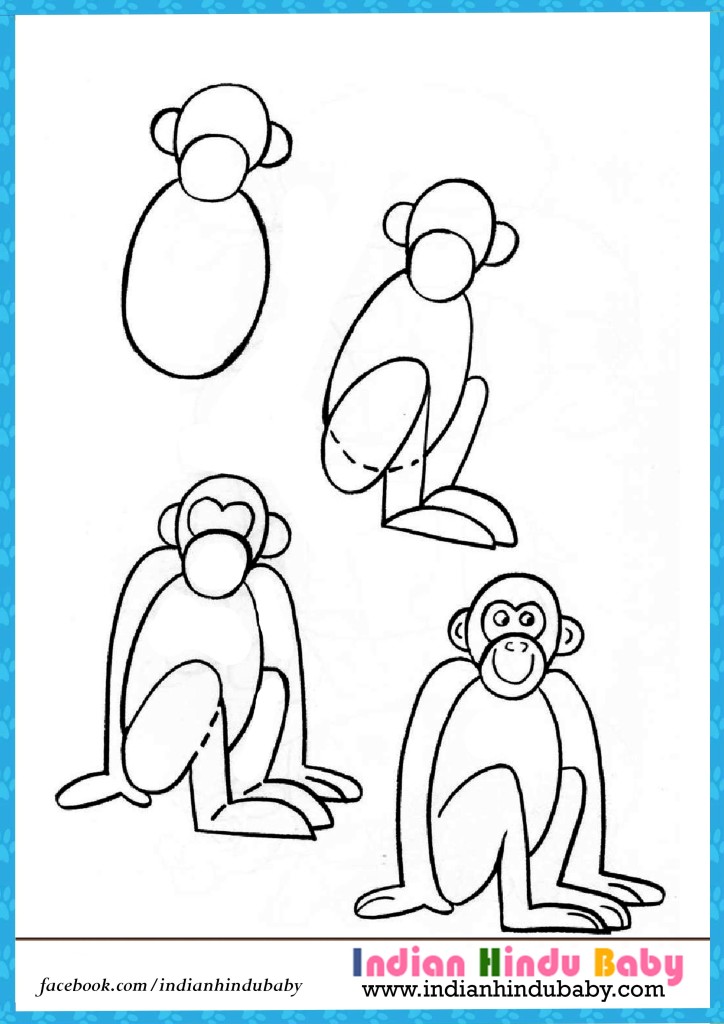 724x1024 Monkey Step - Monkey Drawing For Kids