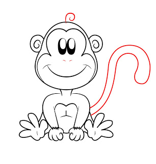 306x320 How To Draw A Cartoon Monkey - Monkey Drawing Images