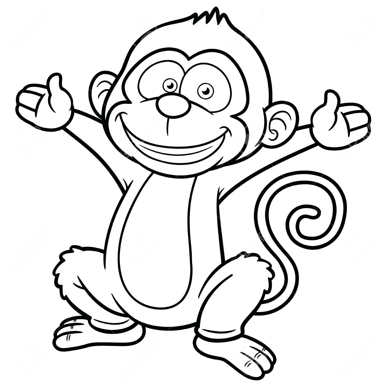 1300x1300 Outline Of A Monkey - Monkey Drawing Images