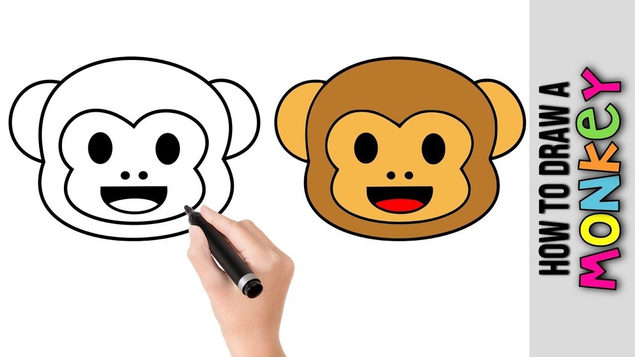 1280x720 How To Draw A Cute Monkey Face Emoji Emoticon Easy Pictures - Monkey Face Drawing