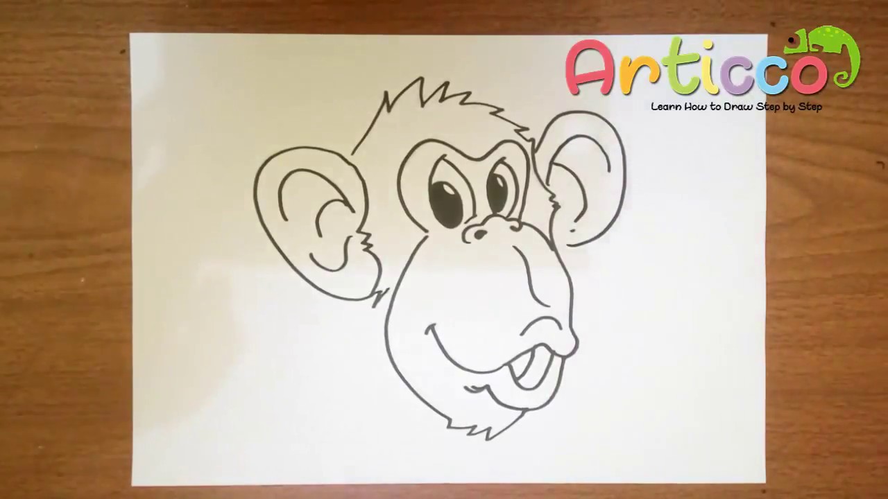 1280x720 How To Draw A Monkey Face Step - Monkey Face Drawing