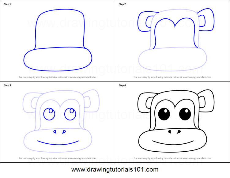751x581 How To Draw A Monkey Face For Kids Printable Step - Monkey Face Drawing