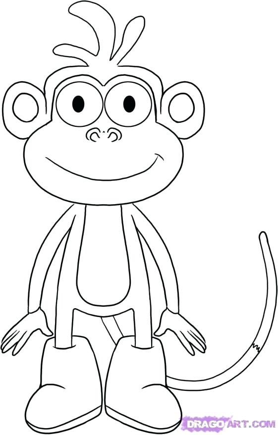 561x878 Easy Monkey Drawing How To Draw A Cartoon Monkey Hanging - Monkey Hanging From Tree Drawing