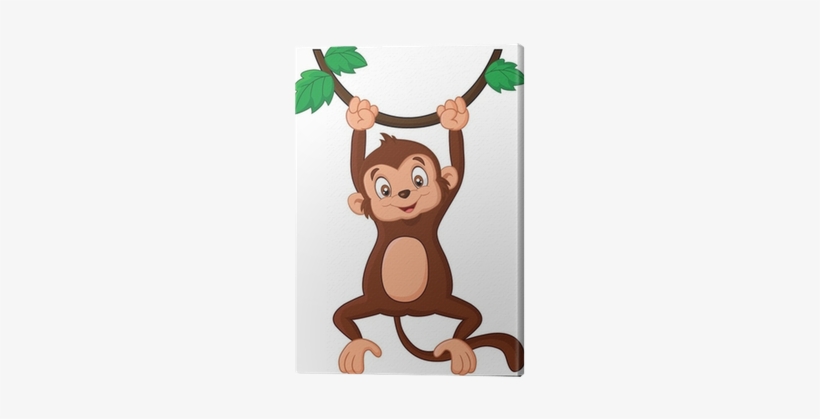 820x419 Cartoon Monkey Hanging In Tree Canvas Print - Monkey Hanging From Tree Drawing