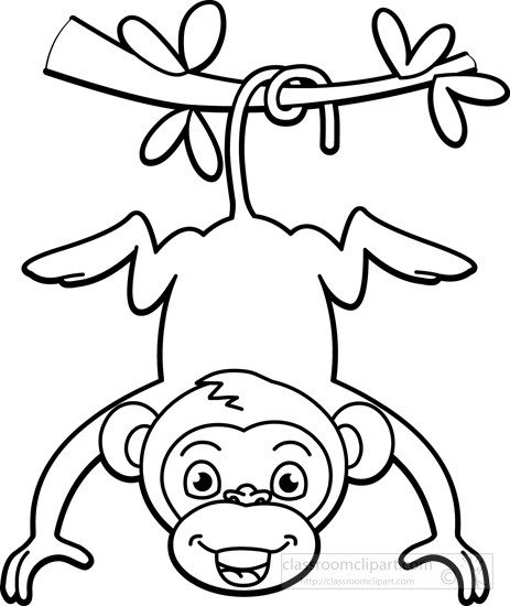 463x550 Monkey Clipart Black Collection - Monkey Hanging From Tree Drawing