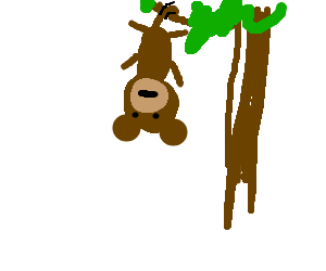 300x250 Collection Of Free Hanging Drawing Cute Download On Ui Ex - Monkey Hanging From Tree Drawing