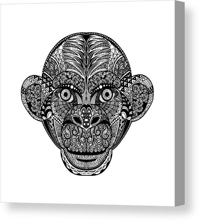 678x750 hand drawing monkey head avatar, chinese zodiac sign canvas print - Monkey Head Drawing