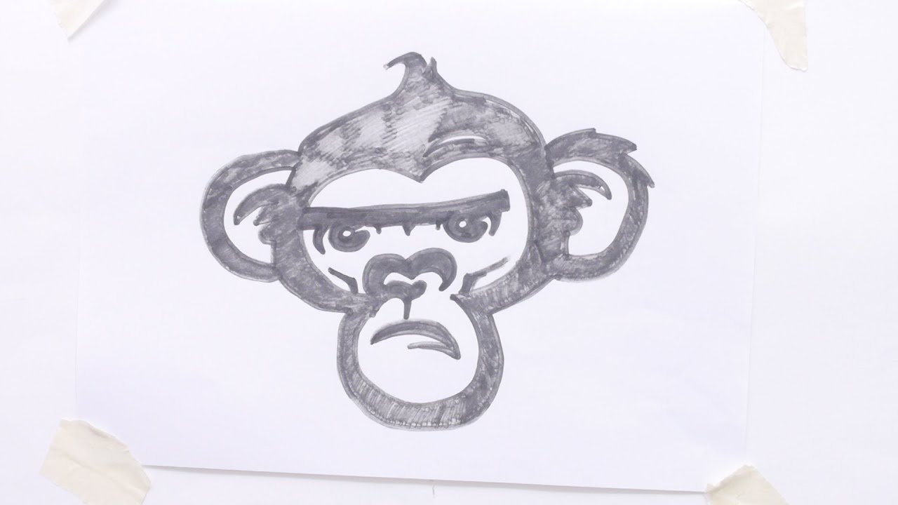 1280x720 How To Draw Monkey Head Tribal Tattoo - Monkey Head Drawing