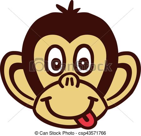 450x432 Monkey Head With Tongue - Monkey Head Drawing
