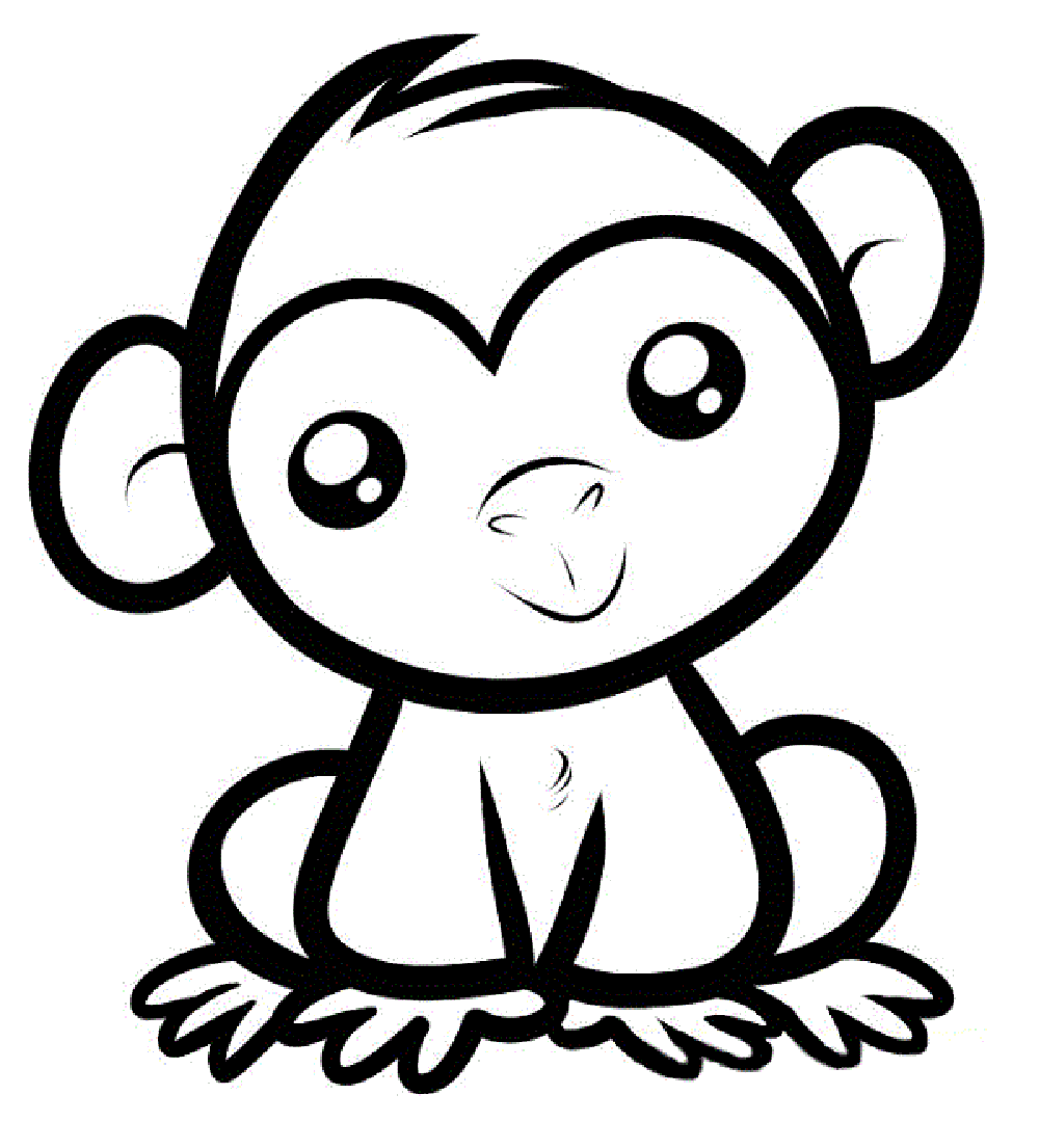 1000x1105 Print Download - Monkey Head Drawing