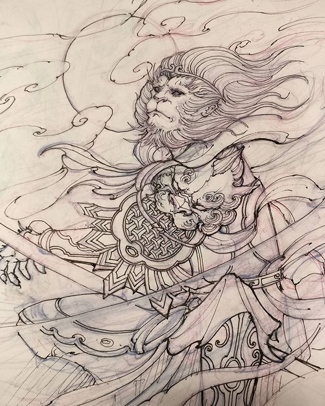 640x800 Monkey King Sketch - Monkey King Drawing