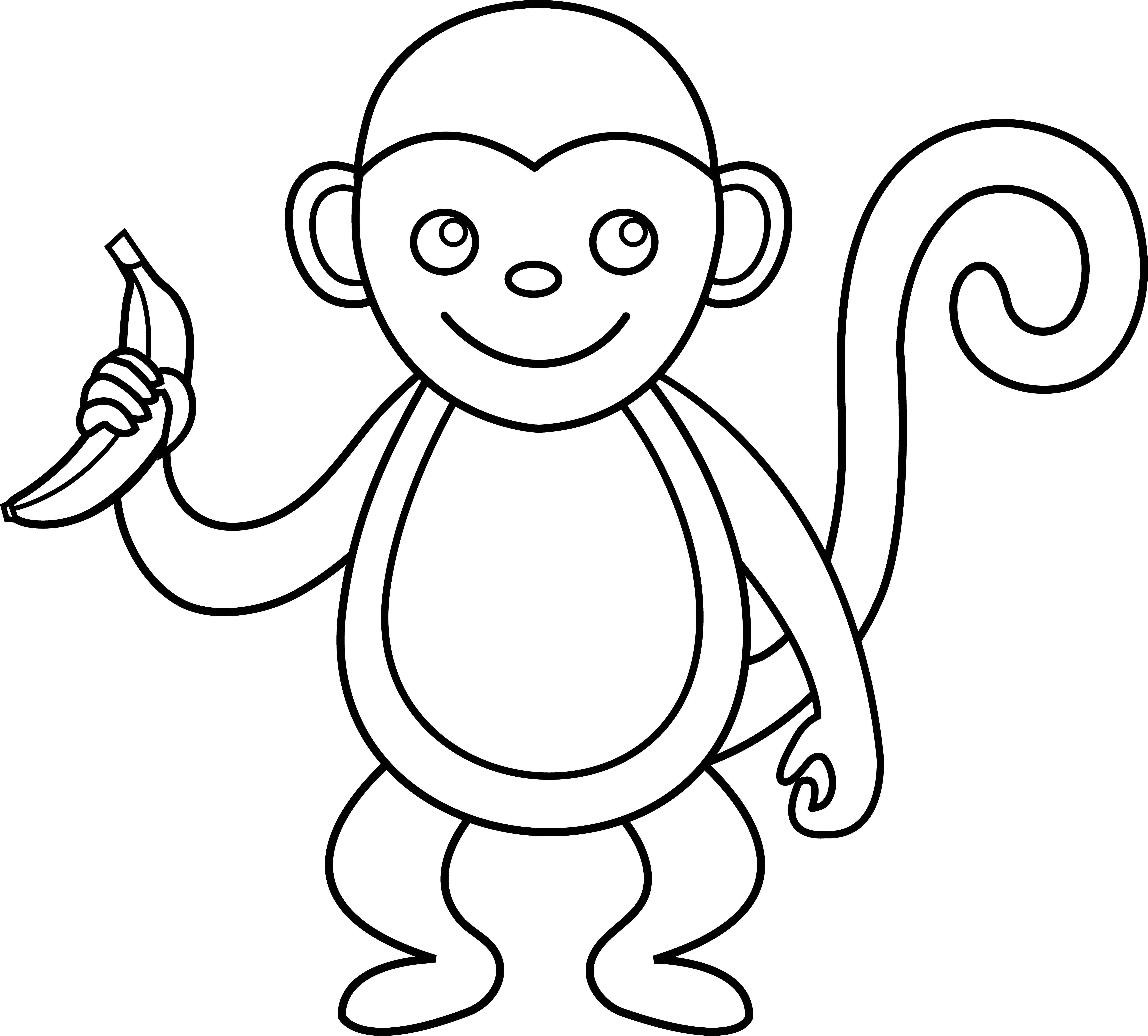 5881x5308 Draw Monkey Transparent Png Clipart Free Download - Monkey Line Drawing