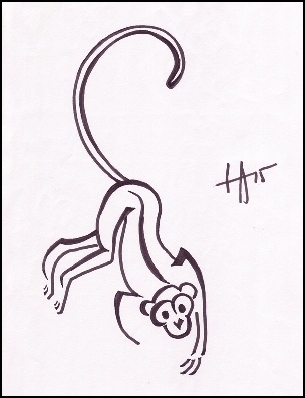 608x793 Drawing Lines Monkey For Free Download - Monkey Line Drawing