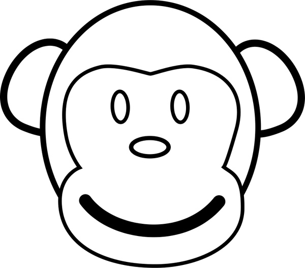 600x527 Monkey Line Art Free Vector In Open Office Drawing - Monkey Line Drawing