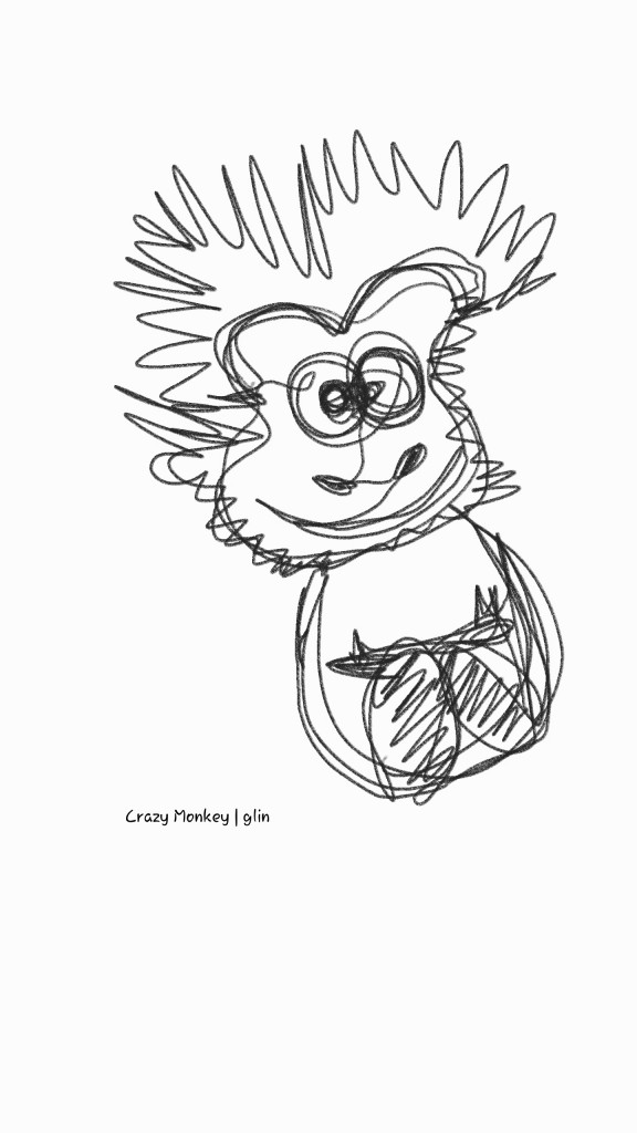 576x1024 One Line Drawing Monkey In The House - Monkey Line Drawing