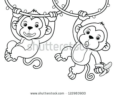 Monkey Outline Drawing at PaintingValley.com | Explore collection of ...