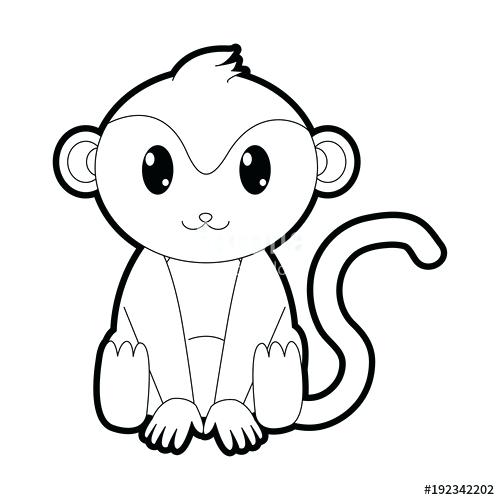 500x500 outline of a monkey outline monkey cute wild animal character - Monkey Outline Drawing