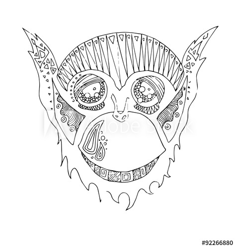 475x500 The Monkey Hand Drawing Outline Cartoon Isolated On The White - Monkey Outline Drawing