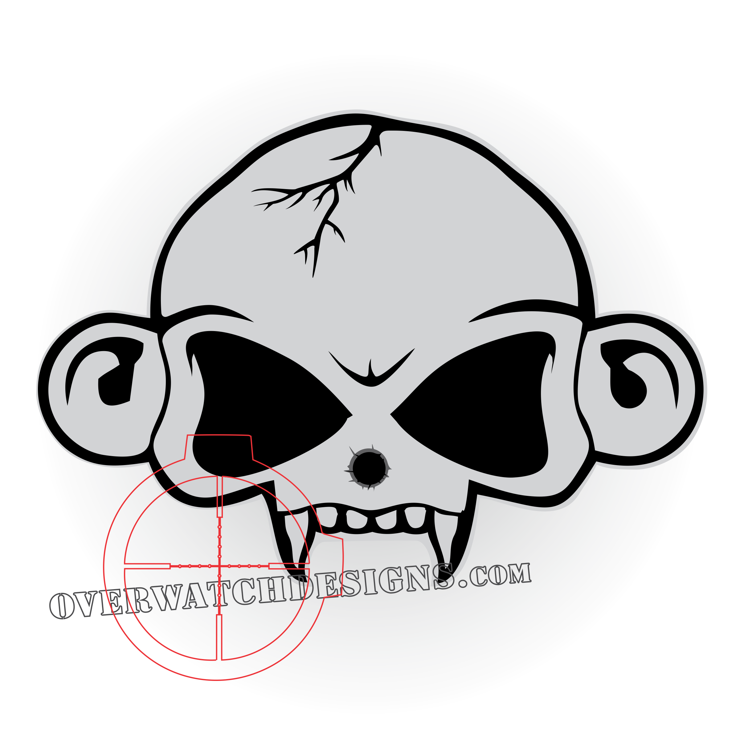 2401x2393 monkey skull sticker - Monkey Skull Drawing