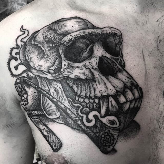 640x640 Monkey Tattoo Meanings Custom Tattoo Design - Monkey Skull Drawing