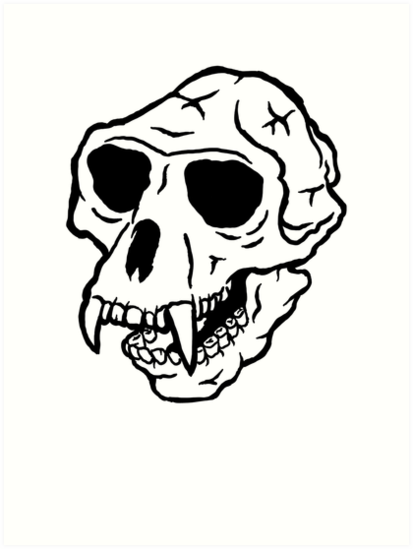 413x549 Monkey Skull Art Prints - Monkey Skull Drawing