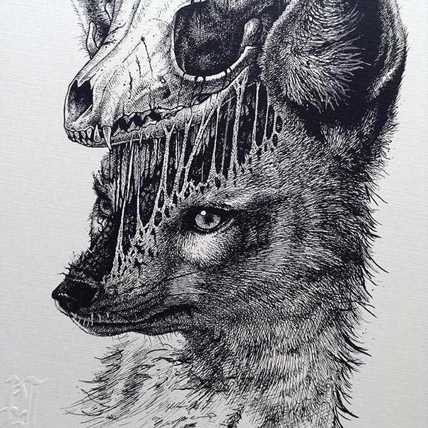 605x605 spine chilling animal drawings - Monochrome Drawing