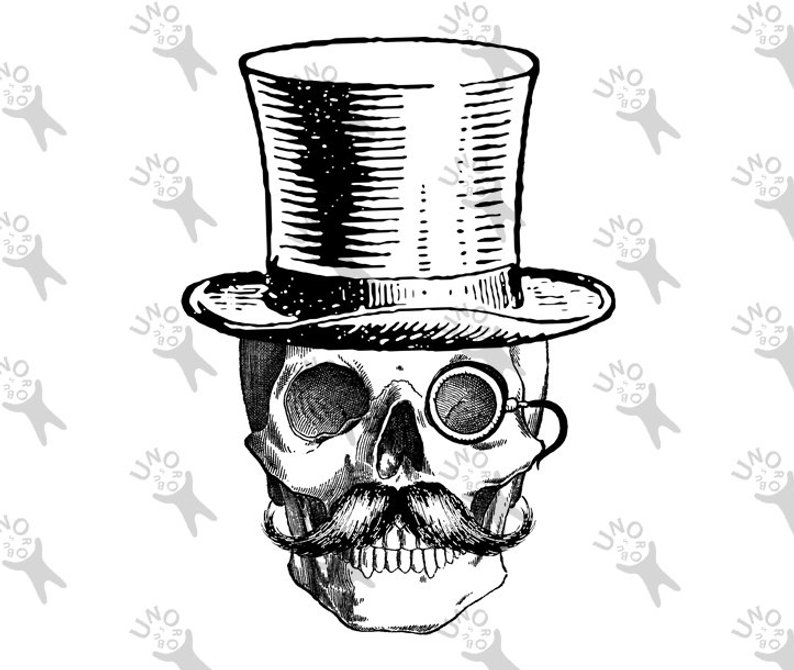 794x670 human skull hat monocle moustache vintage retro drawing image etsy - Monocle Drawing