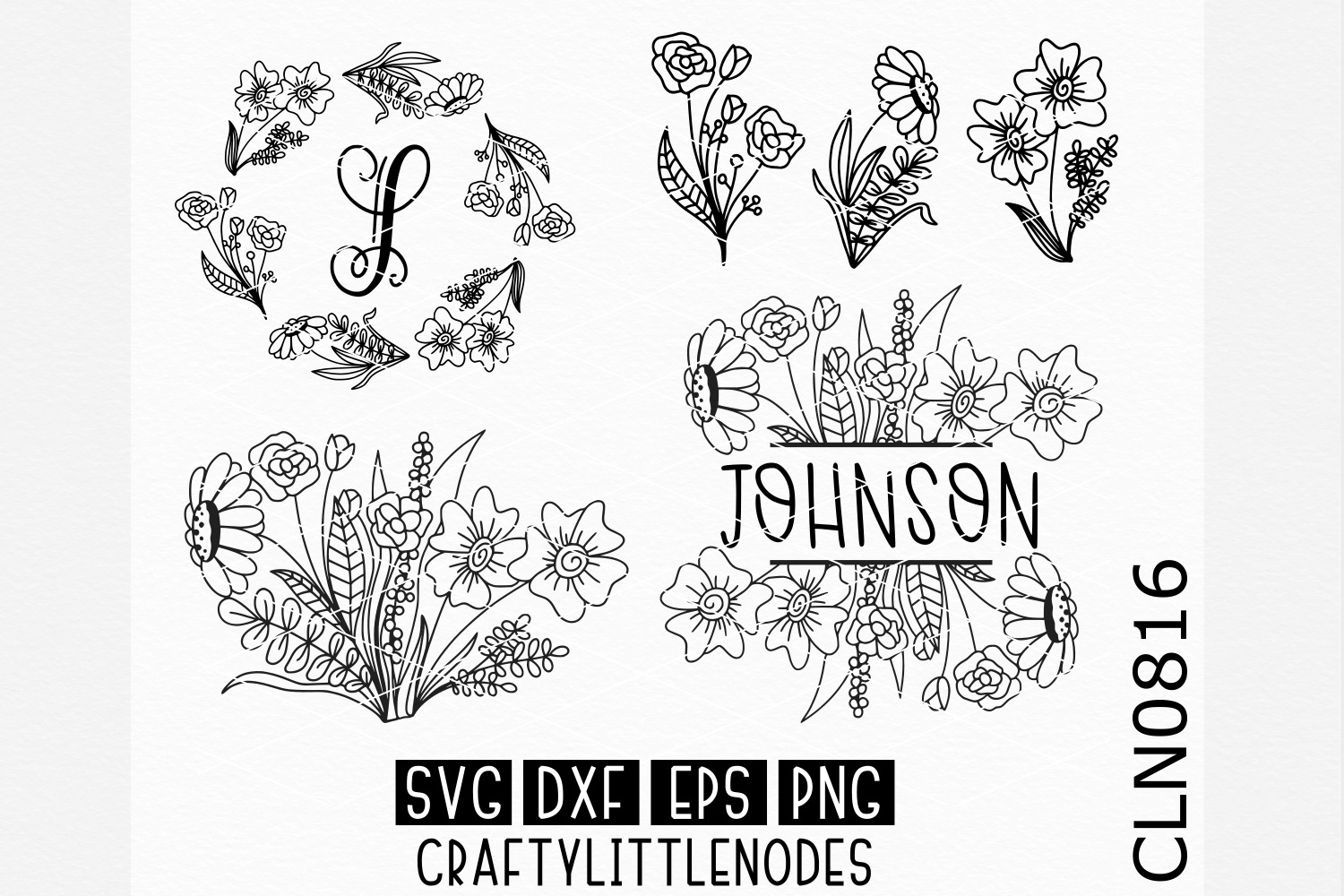 1500x1000 Hand Drawn Floral Monogram Set - Monogram Drawing