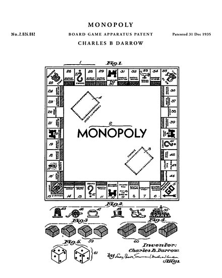 440x550 monopoly patent drawing blueprint posters - Monopoly Drawing