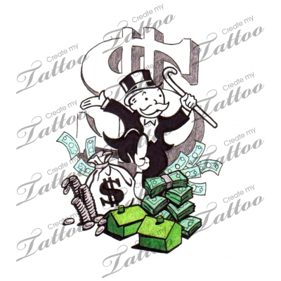 400x400 marketplace tattoo monopoly money - Monopoly Man Drawing