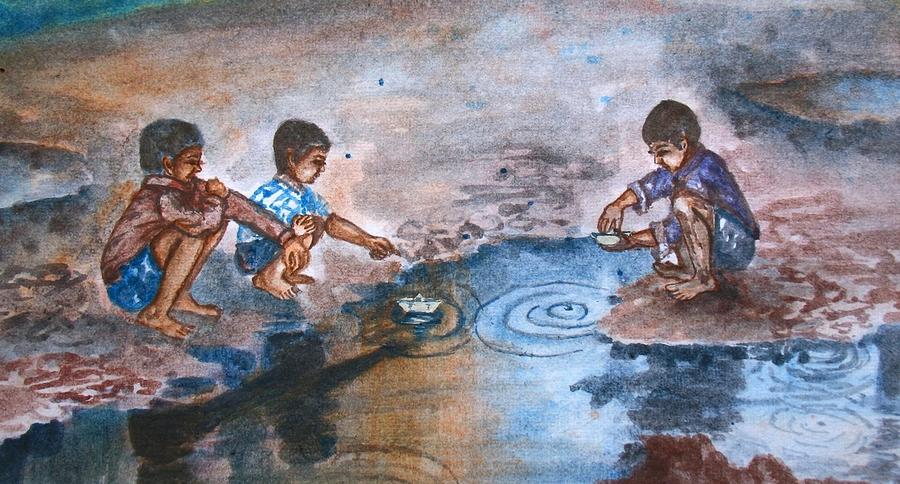 900x484 Monsoon Children Painting - Monsoon Drawing