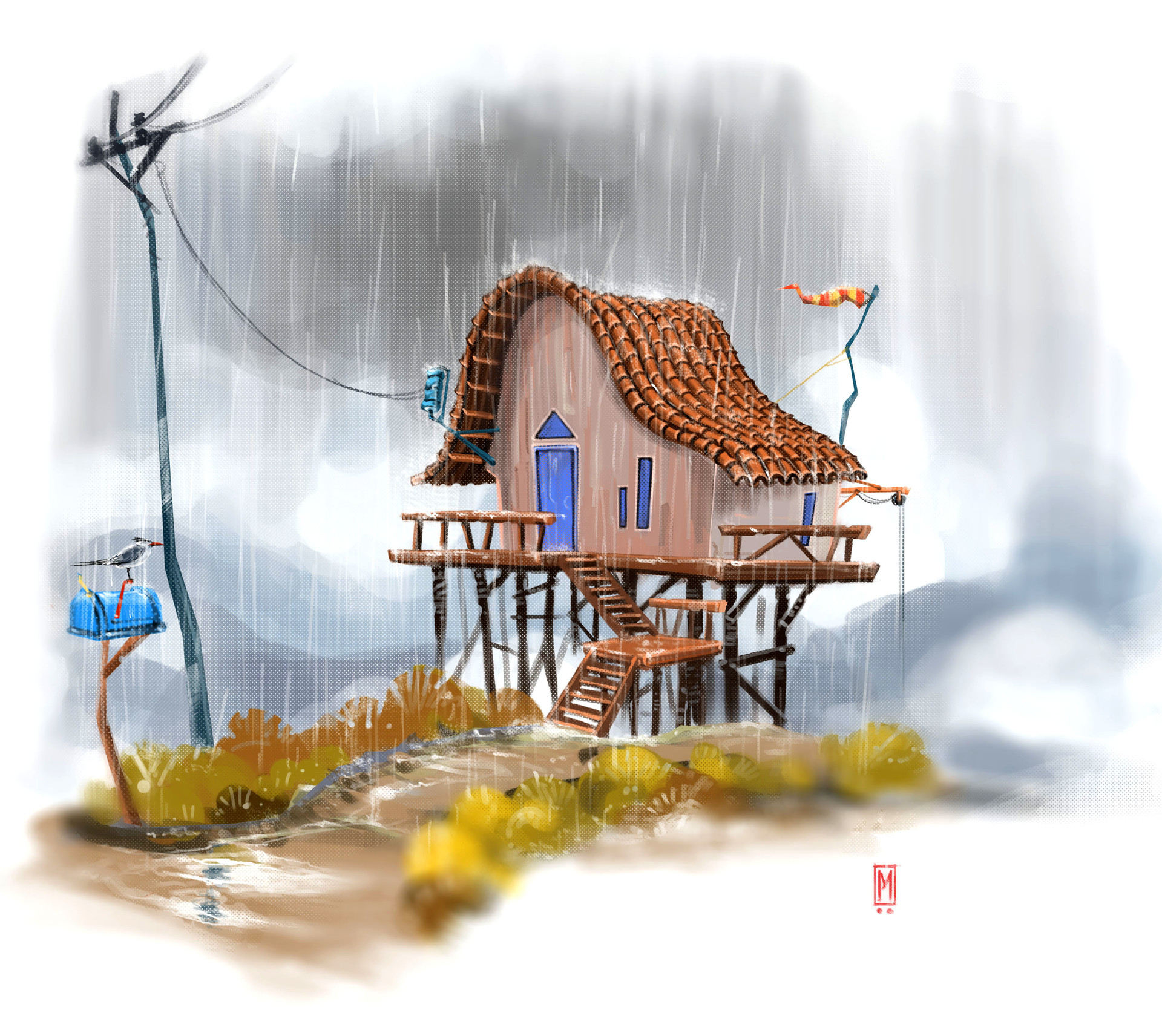 1920x1712 Moon Arun - Monsoon Drawing