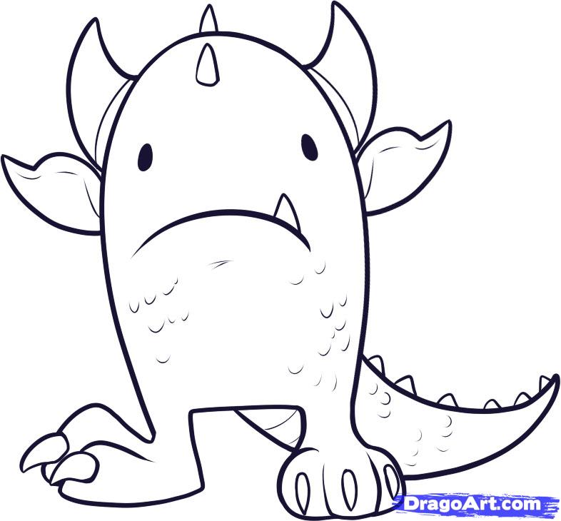 786x730 How To Draw An Easy Monster, Step - Monster Drawing For Kids