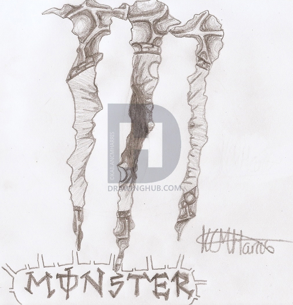 1012x1054 monster energy with a raptor looking through drawing - Monster Energy Drawings