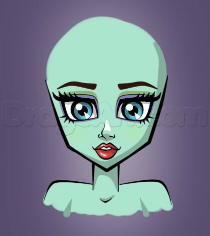 416x466 monster high face drawing lesson, step - Monster Face Drawing