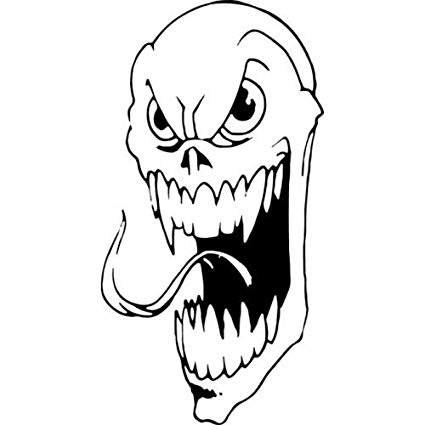 425x425 monster face with tongue out car decal sticker, red - Monster Face Drawing