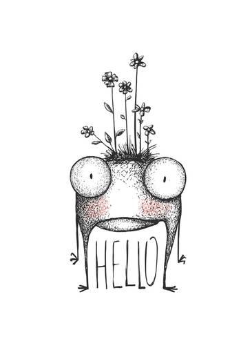 366x488 strange hand drawn monster with flowers greeting card mutant - Monster Hand Drawing