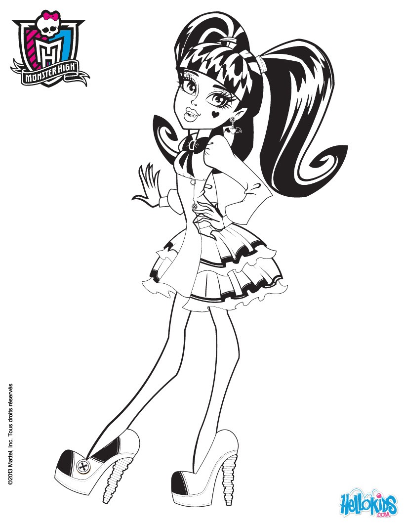 820x1060 monster high coloring pages to print draculaura costume monster - Monster High Draculaura Drawing