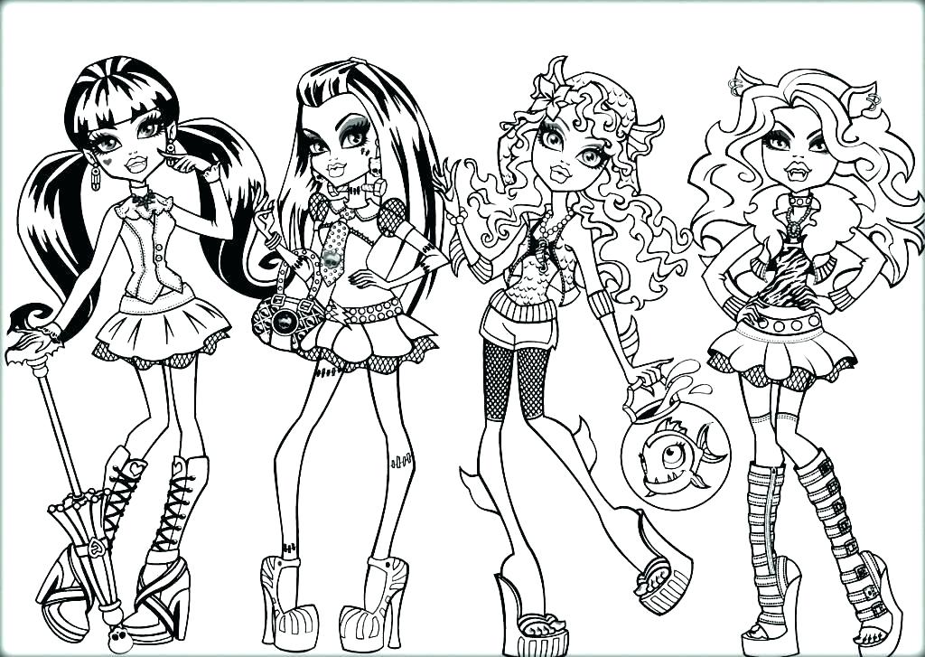 1024x727 Monster High Coloring Online Characters Book Games Pages Disney - Monster High Drawing Games